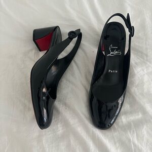 Christian Louboutin Glossy Black Slingback Heels